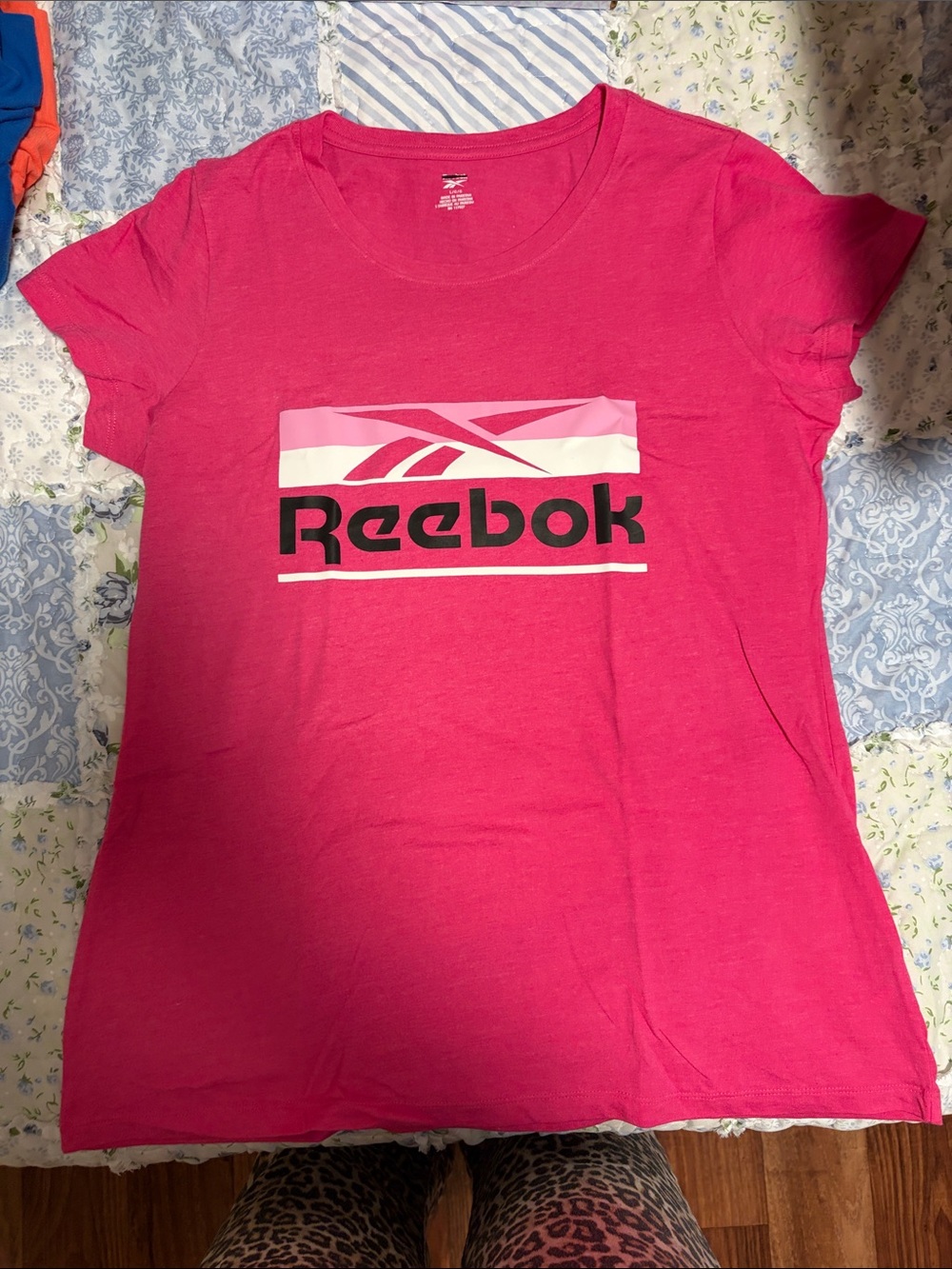 Reebok Hot Pink Logo Tee with Black Print